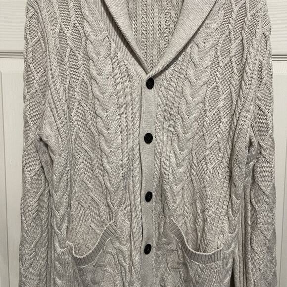 Banana Republic Shawl Cardigan Cable Knit Fisherman Grandpacore Size Large - Picture 5 of 6